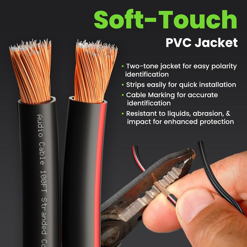 GearIT 14AWG Speaker Wire, Pro Series 14 Gauge Speaker Wire Cable (20 Feet / 6.09 Meters) Great Use for Home Theater Speakers and Car Speakers, Black - Image 2